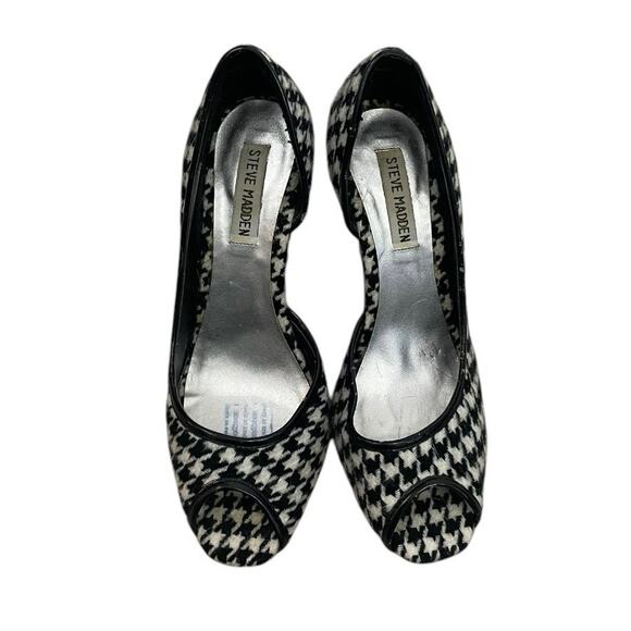 Steve Madden Black and White Houndstooth Heels - Picture 3 of 7